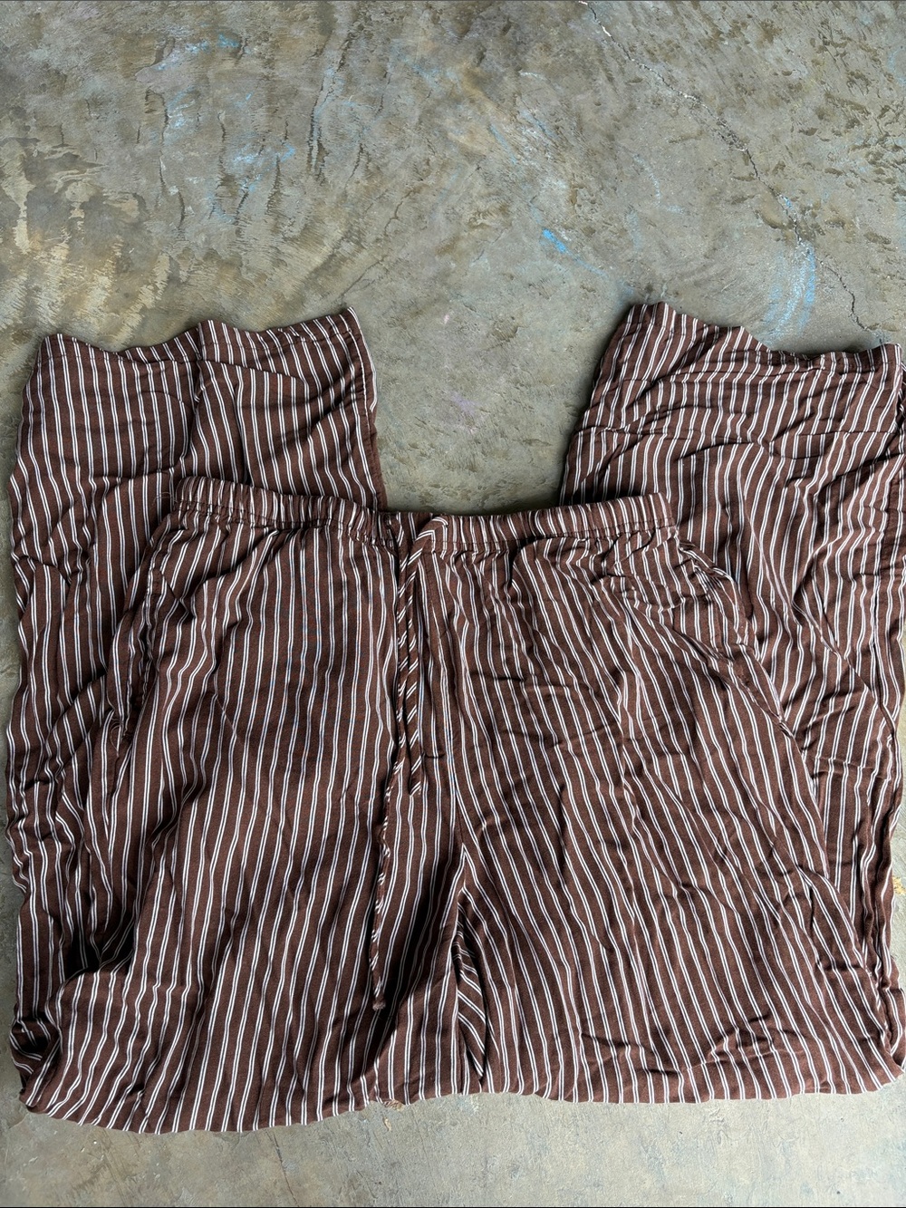 Brown Striped Pull-On Pants